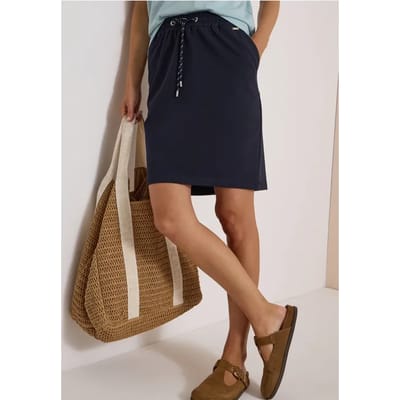 Kniehoge rok met elastische tailleband