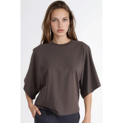 Oversized Geribbelde Crew Neck T-shirt