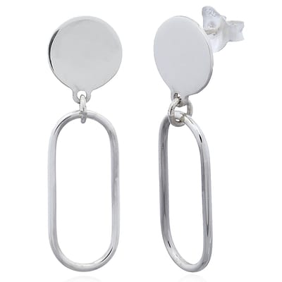 Joy|S - Zilveren oorbellen - paperclip hanger met cirkel - 11 mm x 3.2 mm