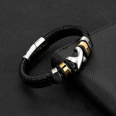Nieuwe Europese en Amerikaanse Sieraden Lederen Gevlochten Armband Gepersonaliseerde Mode Mannen Letter X Armband black