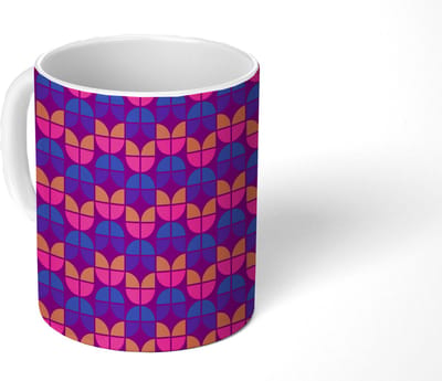 Mok - Koffiemok - Tulpen - Patroon - Retro - Mokken - 350 ML - Beker - Koffiemokken - Theemok