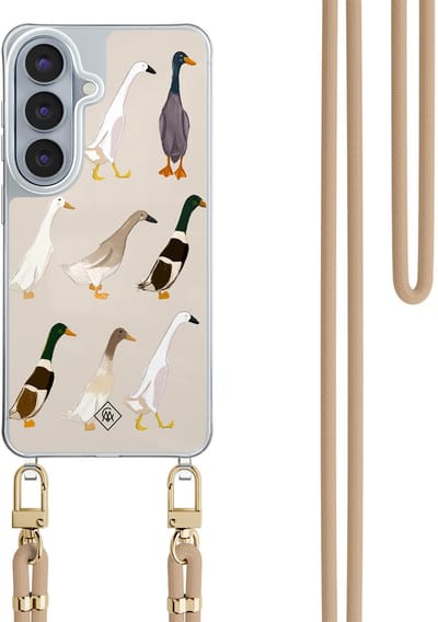 Casimoda® hoesje met beige koord - Geschikt voor Samsung S26 - Duck Life - Afneembaar koord - TPU/polycarbonaat - Bruin/beige
