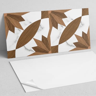 Coloray Wandpanelen Zelfklevend - Geometrisch patroon met hout PVC Wandpaneel - 100 cm x 50 cm - Bruin Wandbekleding Zelfklevend - 1 stuk - Texturen Wandpanelen Zelfklevend - Wandpanelen Keuken - Wandpaneel Badkamer