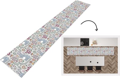 Keukenloper - Loper keuken - Konijn - Bloemen - regenboog - Kinderen - Design - 300x50 cm - Keukenloper vinyl