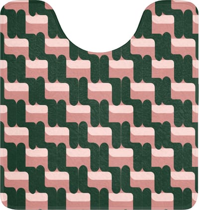 WC mat met uitsparing 55x60 cm - Antislip - Vlechtpatroon - Groen - Roze - Geometrisch - Toiletmat met uitsnijding - Vloermat - Douchemat - Toilet tapijt - Toiletmatten
