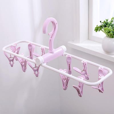 Séchoir Pliant à 12 Pinces Sous-vêtements Chaussettes Pinces Séchoir Multifonctionnel Vente Haute Qualité Nouveaux Motifs 12 white