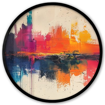 Poster in lijst Rond - Fotolijst 40x40 cm - Posters - Modern - Verf - Kunst - Kleurrijk - Ronde posterlijst zwart - Decoratie - Wanddecoratie woonkamer - Muurdecoratie slaapkamer