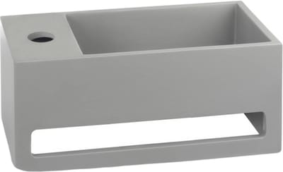 AquaVik Fontein Toilet Kraan Links - Solid Surface Betonlook - 35cm - 35x20x16cm - Handdoekhouder - Handenwasser - Beton Fontein - Wc Fontein