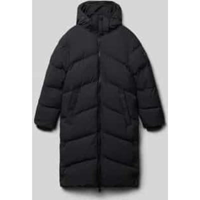 Regular fit gewatteerde lange jas met logo-applicatie, model 'Hessya'