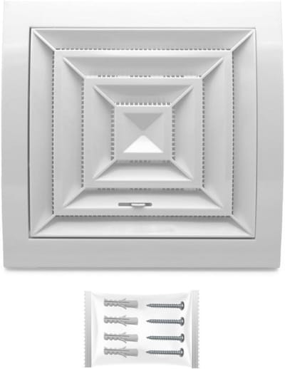 Ventilatie rooster met schuif en insectenhor 150 x 150 mm Wit