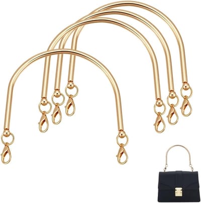 4 Stuks Gouden Tas Handvatten, 11 x 10 cm Metaal Handtas Straps voor Portemonnees en U-Vormige Tassen, Vervangende Handvatten voor Tassen