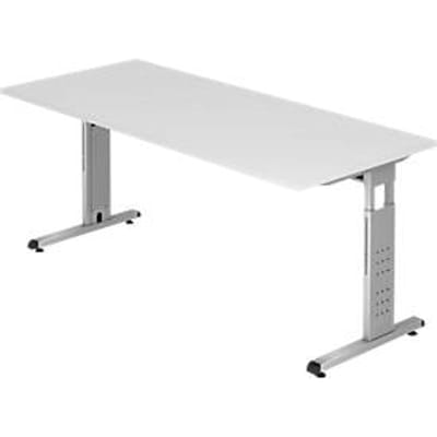 ULM bureau, C-poot, rechthoekig, B 1800 x D 800 x H 650-850 mm, lichtgrijs