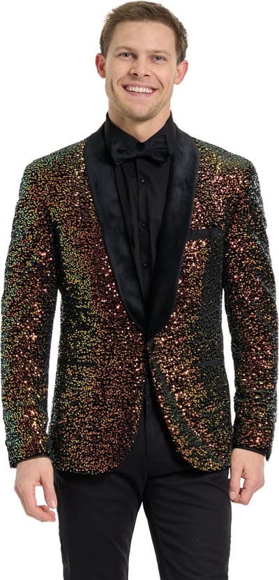 OppoSuits Deluxe Dinner Jacket - Amber Sequins - Heren Blazer - Kerst - Oud en Nieuw - Glitter Jasje - Maat 46