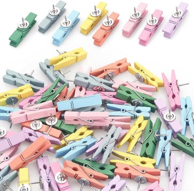 Wasknijpers en punaises voor prikborden, kunstwerken en knutselprojecten (Macaron)
