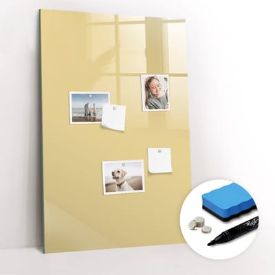 Tulup Whitebord - Crèmekleur Magneetbord - 60 cm x 90 cm - Magneetbord Foto - Industrieel Wandbord - Magneetbord Muur - Inspiratiebord Kantoor - Inclusief Gratis Magneten & Marker & Spons - Magnet Board - Magnetisch Memobord