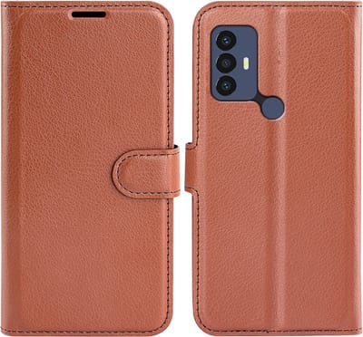 Coverup Hoesje - Geschikt voor TCL 30E / 30 SE / 305 Hoesje - Coverup Book Case - Bruin