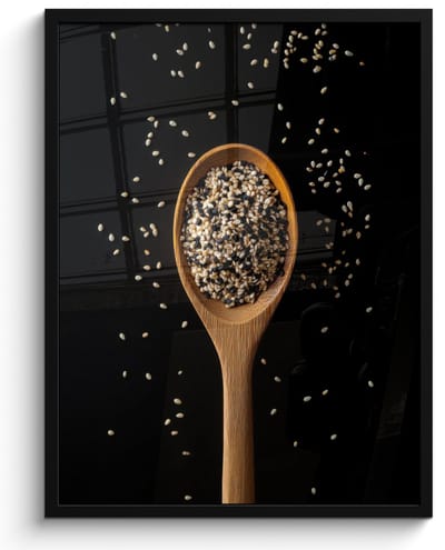 Poster in lijst - Fotolijst 50x70 cm - Posters - Sesam - Lepel - Zwart - Posterlijst zwart - Decoratie - Wanddecoratie woonkamer - Muurdecoratie slaapkamer