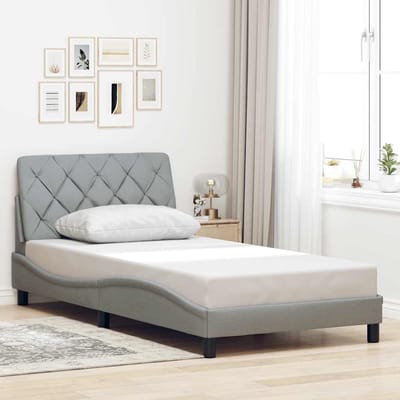 vidaXL - Bedframe - zonder - matras - 100x200 - cm - stof - lichtgrijs