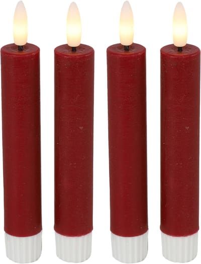 Countryfield Led dinerkaarsen - 4x st- rood -H15cm - met afstandsbediening - kaarsen