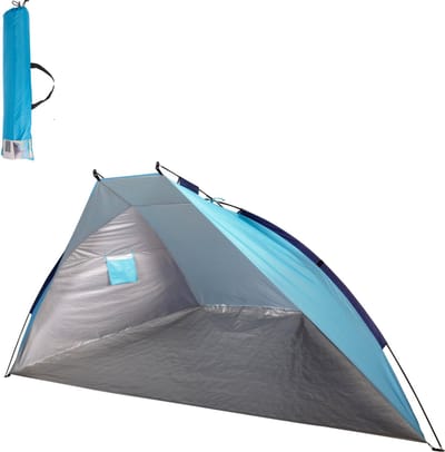 Lay on Me Strandtent Blauw - Windscherm - 270 x 120 cm - UV Zilvercoating - Incl. Draagtas