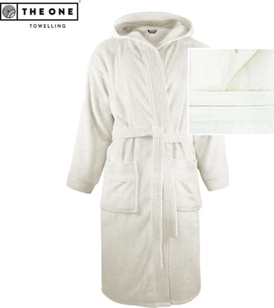 The One Towelling Velours Badjas - S/M - Badstof kamerjas met capuchon - Hoge vochtopname - 450 gr/m² - Gekamd katoen - Ivoor Crème