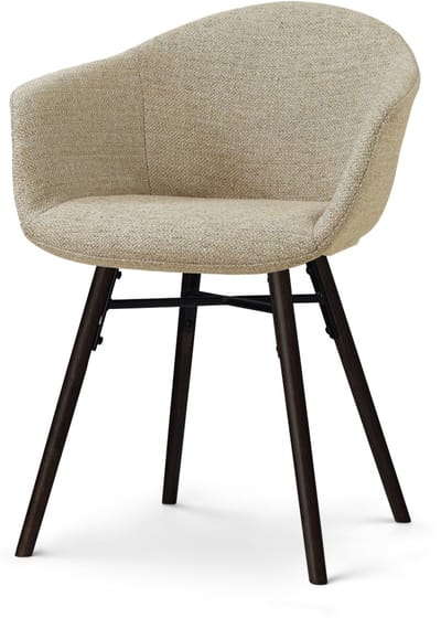 Nolon Nena-Otis Eetkamerstoel Taupe Melange - met Armleuning - Stof - Zwarte Houten Poten