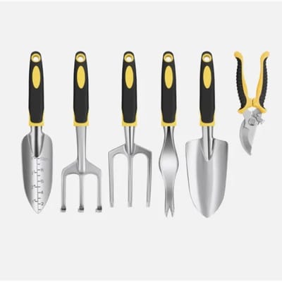 6-delige Tuingereedschap Set – Aluminium Handgereedschap met Antislip Softgrip + Draagtas