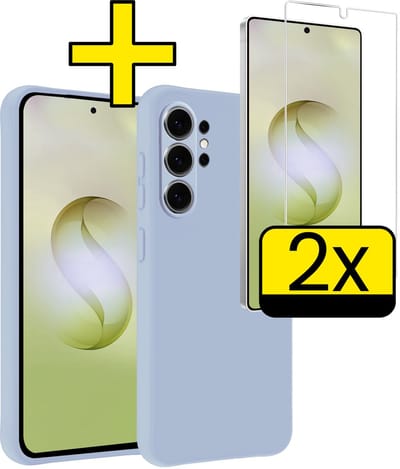 Hoesje - Met 2x Screenprotector - Geschikt voor Samsung Galaxy S26 Ultra - Sterk & Shockproof - Back Cover - Siliconen Case - Telefoon Hoes - Telefoonhoesjes - Lichtblauw