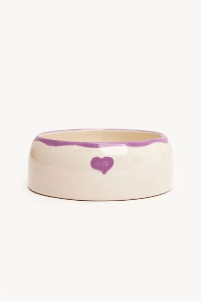 Dogguo Heart Dogbowl Paars&Beige - Hondenvoerbak - Ø17x7 cm Kleine Honden