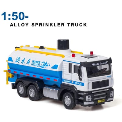 1/50 Sanitaire Vuilniswagen Legering Modellen Auto's Speelgoed Licht Geluid Sproeiwagens Wiel Terugtrek Voertuig Voor Jongens Verjaardagscadeau