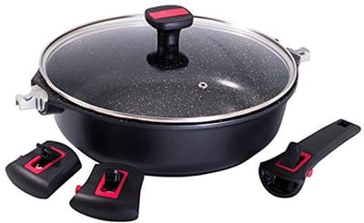 Braadpan met Deksel 28 cm - Gesmeed Aluminium Zwart