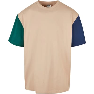 Urban Classics - Organic Oversized Colorblock Heren T-shirt - 5XL - Beige