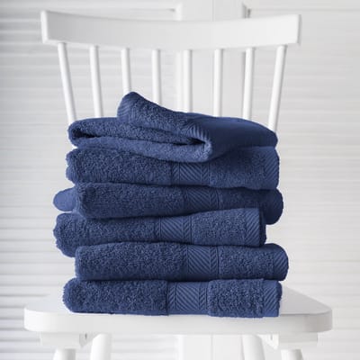 De Witte Lietaer Handdoeken Helene Blue Indigo 50 x 100 cm - 6 stuks - Katoen