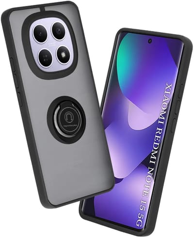 Hoesje geschikt voor Xiaomi Redmi Note 15 4G/5G / Xiaomi Poco M8 - Techsuit Glinth Back Cover met ring en magneet - Zwart