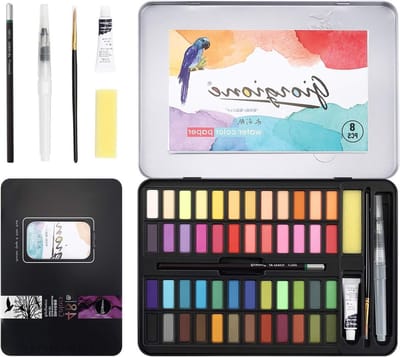 48 Kleurige Waterverf Set met Blokpapier - Veelzijdige, Levendige en Draagbare Schildermaterialen voor Creatieve Projecten