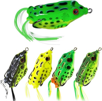 Topwater Vroggen Aas Set van 5 Stuks, 5g/8g/12g met 3D Ogen en Zachte Holle Lichaam voor Snoek, Baars en Snoekbaars Vissen