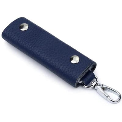 Nieuwe lederen sleutelhanger mannen vrouwen sleutelhouder organisator zakje koe split auto portemonnee huishoudster sleutel geval mini tas blauw