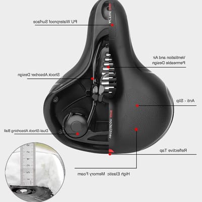 Ergonomische Fietszadel voor Mannen en Vrouwen, Comfortabel Gel, Ademend en Schokabsorberend met Waterdichte Bescherming en Sleutel voor Diverse Fietsen