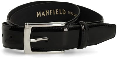 Manfield - Heren - Zwarte lakleren riem - Maat 085