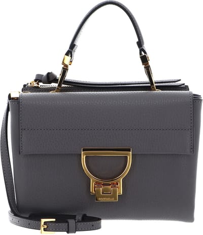 COCCINELLE Leren Schoudertas Avondtas Arlettis Handbag Grainy Leather Grafite Grijs