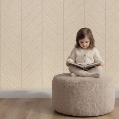Wandpaneel vilt, Hongaarse punt, beige – 2950 x 1200 mm | 9mm dik | Verbetert de akoestiek | Eenvoudige montage | Wanddecoratie