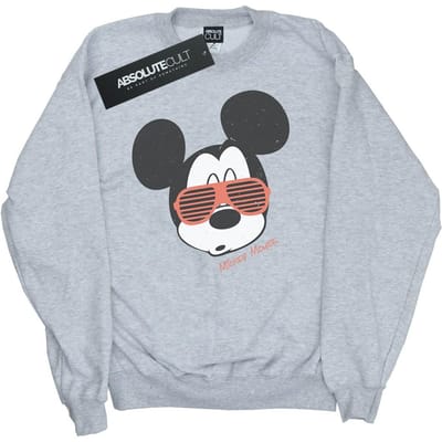 Disney Heren Sweatshirt met Mickey Mouse Zonnebril (Sportgrijs)
