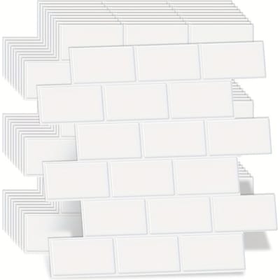 Zelfklevende 3D Metro Tegel Decal Keuken, 12x12 Inch Decoratieve Huisverbetering, Keuken Wandtegel Decal, Balkon, Gootsteen, Badkamer, Eetkamer zuiver witte kleur