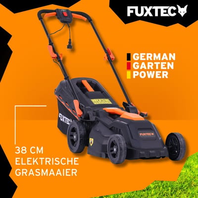 FUXTEC Grasmaaier Elektrisch met Kabel FX-RME38 - 38cm met 40L Grasopvangbak - slechts 12kg - Maaihoogte 20-70mm - 1600Watt & 220V