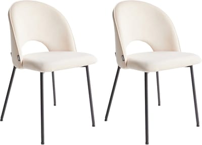 COVELO - Eetkamerstoel set van 2 - Lichtbeige - Fluweel