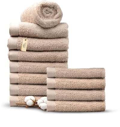 Miss Towels 50x100 Handdoeken Set 12 st. - 5 sterren Hotelkwaliteit - Badtextiel - Luxe Badhanddoeken - Zachte Badlakens - CamelBruin - Made in Portugal