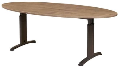 Vergadertafel Work ellips 220x110cm frame Antraciet (Ral 7016) blad Ahorn