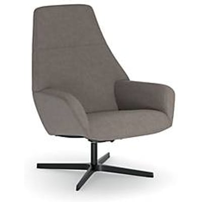 Nowy Styl draaistoel Barrique, met armleuningen, B 540 x D 515 x H 410 mm, polyester bekleding/aluminium, duifgrijs/zwart