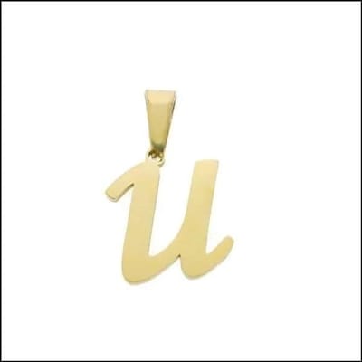 Aramat Jewels | Hangers | RVS Sierlijke Letter Hanger Initiaal Diverse Kleuren - Gepersonaliseerde Bedel | U | |14mm | Staal | Volwassenen | Verkleurd niet