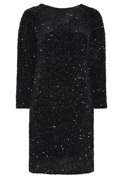 Yours London Limited Collection Zwarte Fluwelen Shiftjurk Met Pailletten Size 38